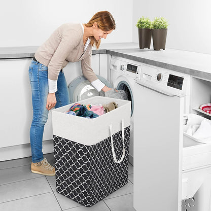 Laundry Basket Hamper, 75L Collapsible Clothes Storage, Grey