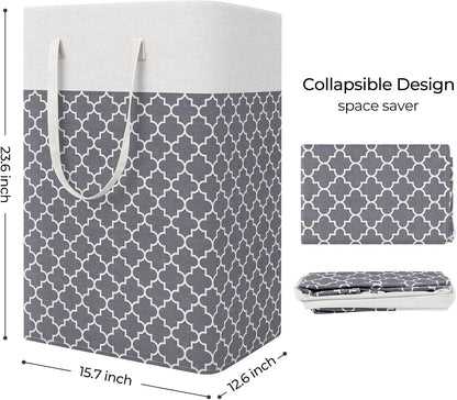 Laundry Basket Hamper, 75L Collapsible Clothes Storage, Grey