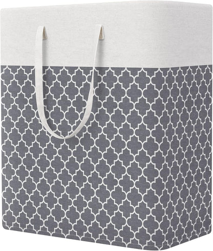 Laundry Basket Hamper, 75L Collapsible Clothes Storage, Grey