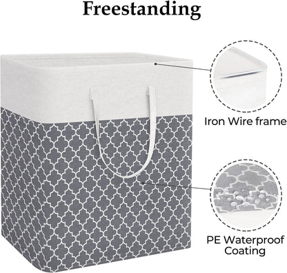 Laundry Basket Hamper, 75L Collapsible Clothes Storage, Grey