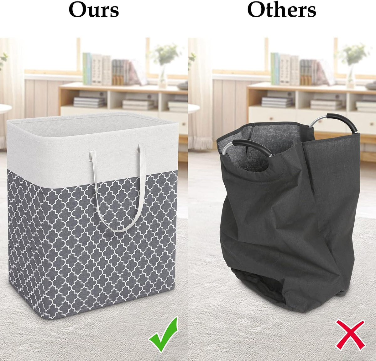 Laundry Basket Hamper, 75L Collapsible Clothes Storage, Grey
