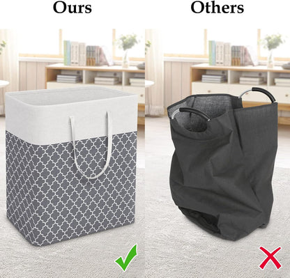 Laundry Basket Hamper, 75L Collapsible Clothes Storage, Grey