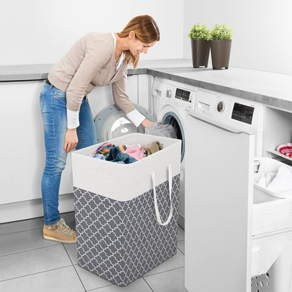 Laundry Basket Hamper, 75L Collapsible Clothes Storage, Grey