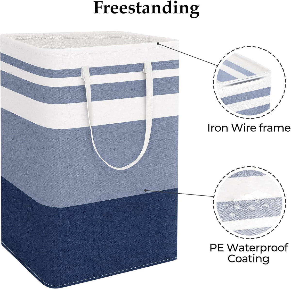Laundry Basket Hamper, 75L Collapsible Clothes Storage, Grey