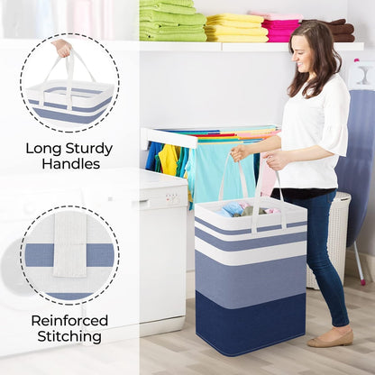 Laundry Basket Hamper, 75L Collapsible Clothes Storage, Grey