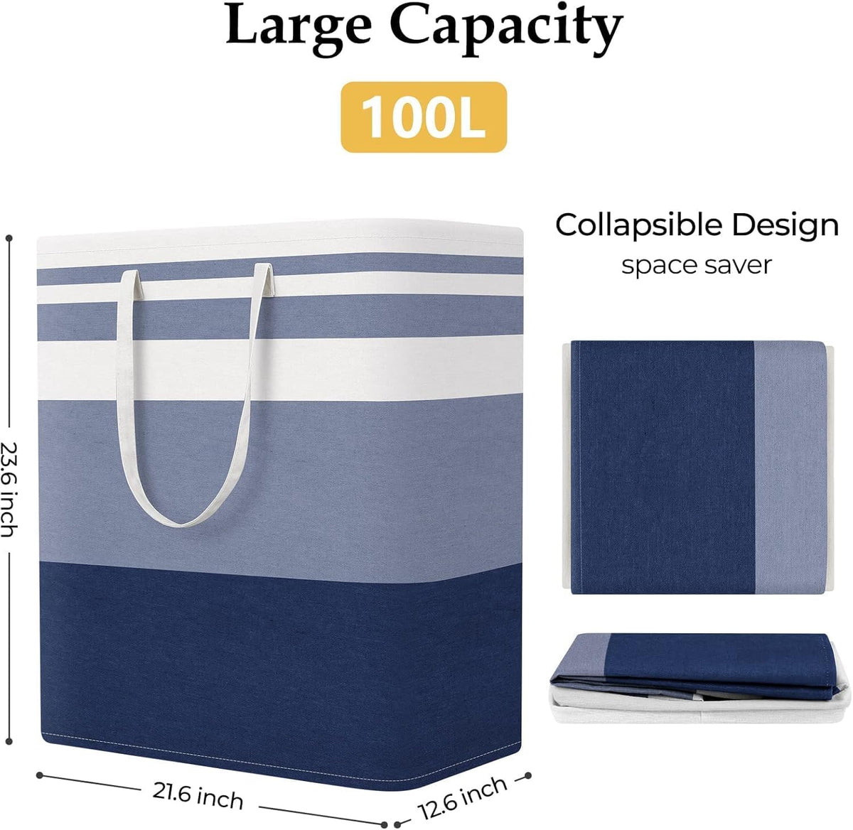 Laundry Basket Hamper, 75L Collapsible Clothes Storage, Grey
