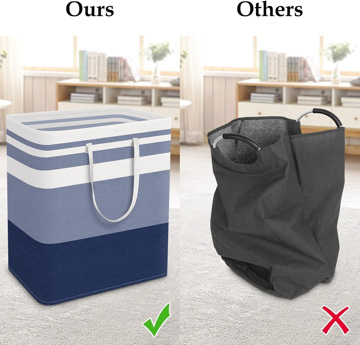 Laundry Basket Hamper, 75L Collapsible Clothes Storage, Grey