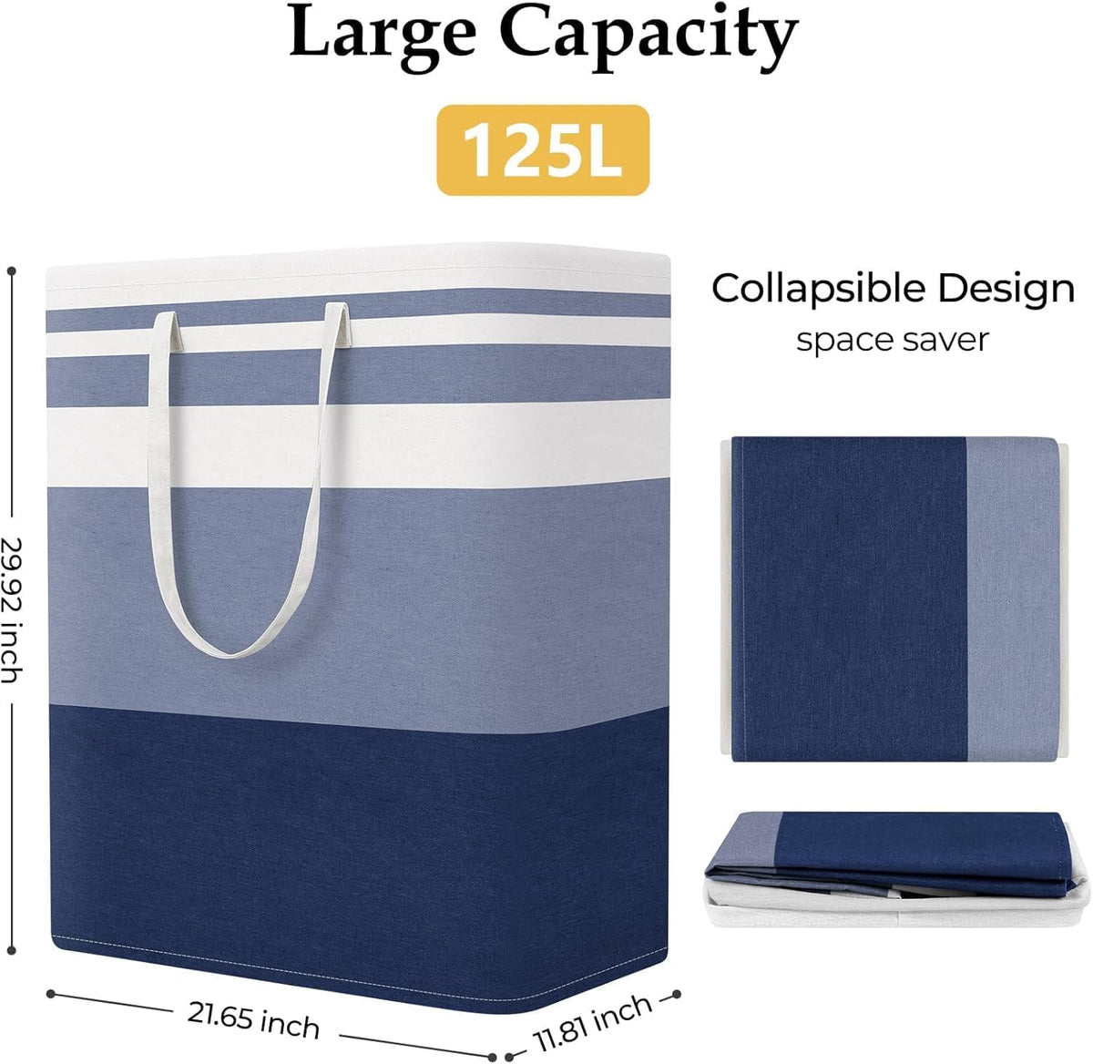 Laundry Basket Hamper, 75L Collapsible Clothes Storage, Grey