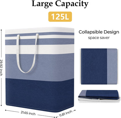 Laundry Basket Hamper, 75L Collapsible Clothes Storage, Grey