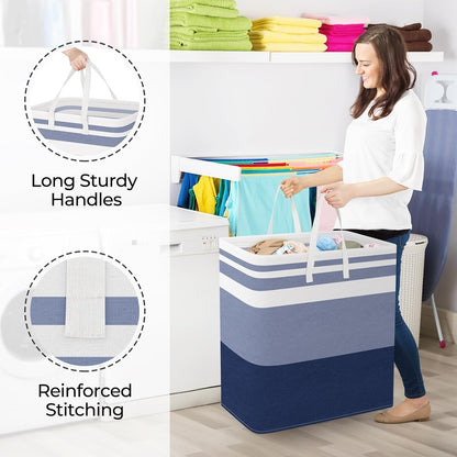 Laundry Basket Hamper, 75L Collapsible Clothes Storage, Grey