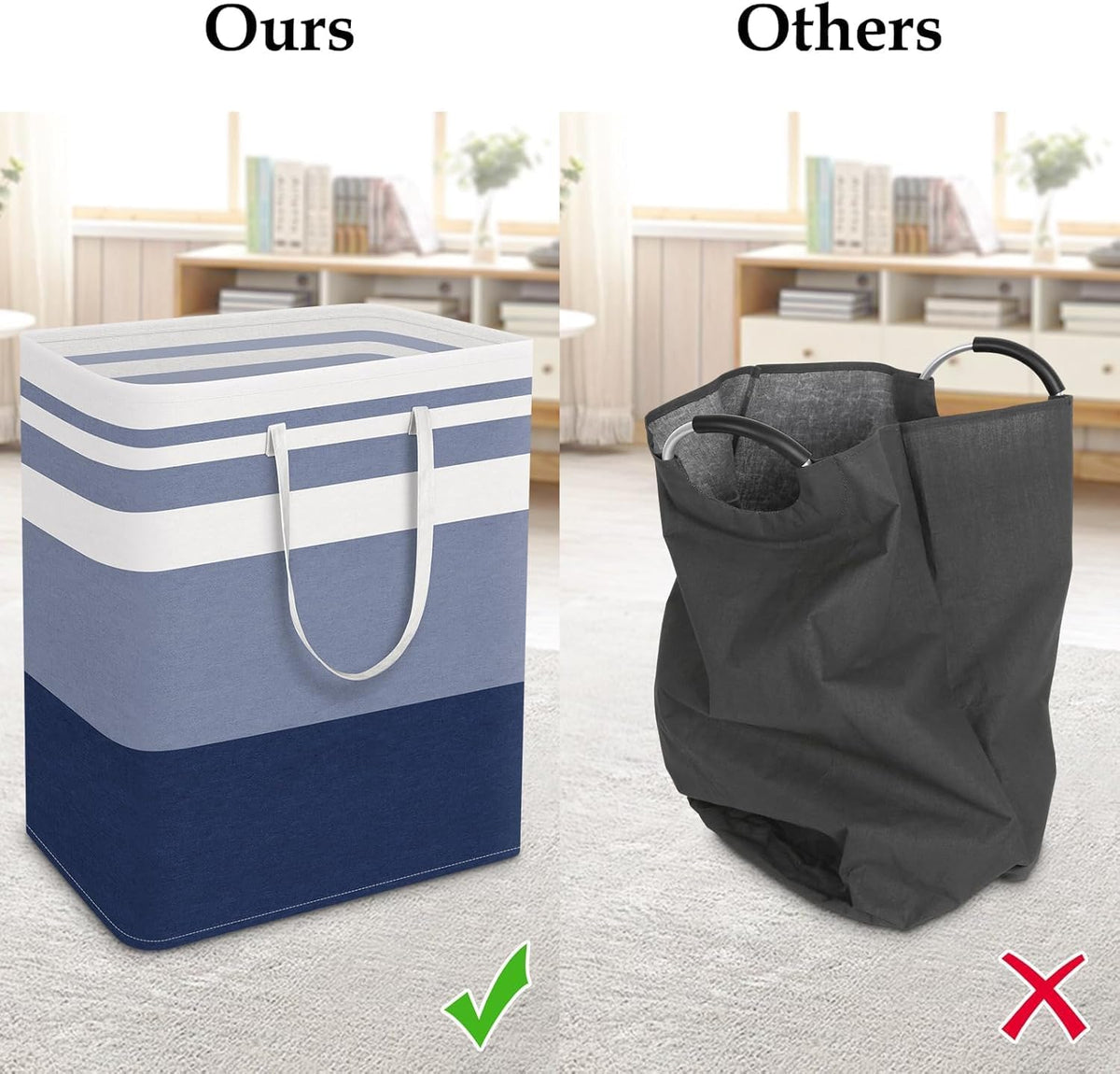 Laundry Basket Hamper, 75L Collapsible Clothes Storage, Grey