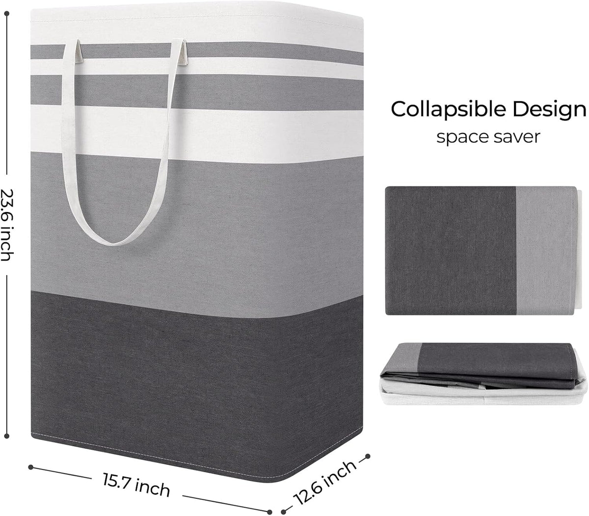 Laundry Basket Hamper, 75L Collapsible Clothes Storage, Grey