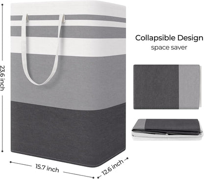 Laundry Basket Hamper, 75L Collapsible Clothes Storage, Grey