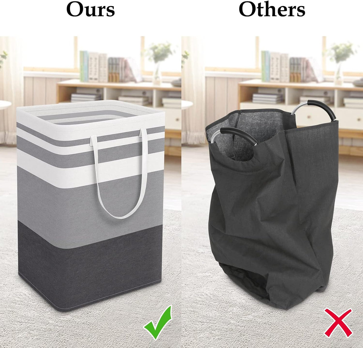 Laundry Basket Hamper, 75L Collapsible Clothes Storage, Grey