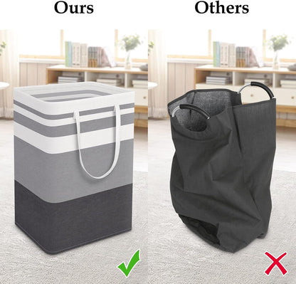 Laundry Basket Hamper, 75L Collapsible Clothes Storage, Grey
