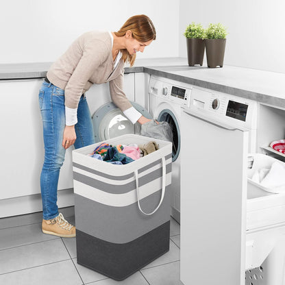 Laundry Basket Hamper, 75L Collapsible Clothes Storage, Grey