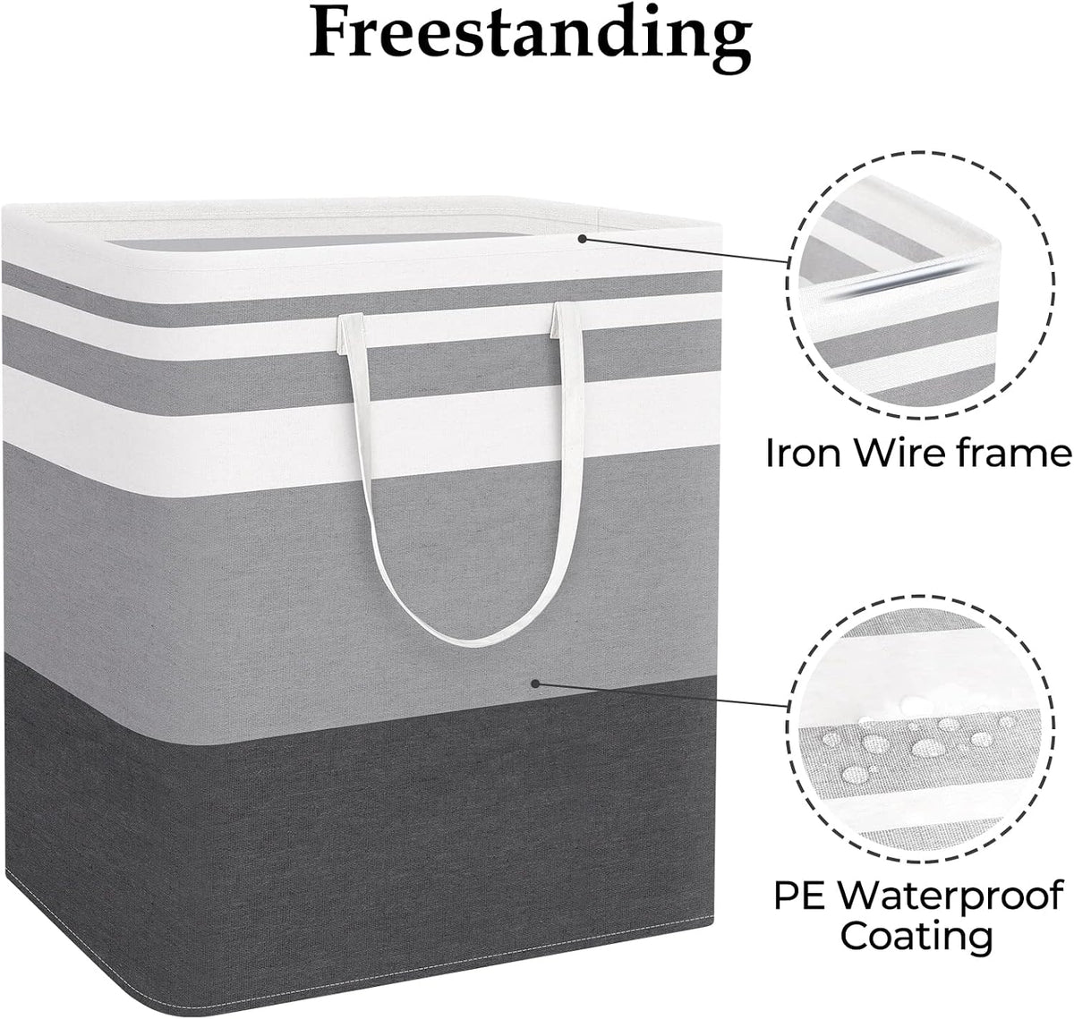 Laundry Basket Hamper, 75L Collapsible Clothes Storage, Grey