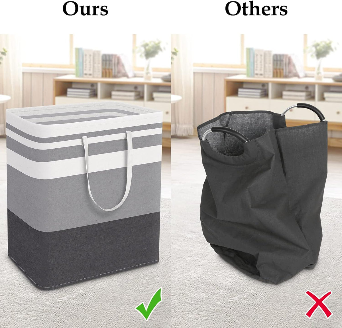 Laundry Basket Hamper, 75L Collapsible Clothes Storage, Grey