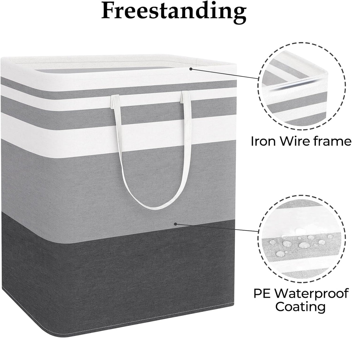 Laundry Basket Hamper, 75L Collapsible Clothes Storage, Grey