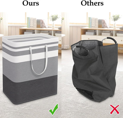 Laundry Basket Hamper, 75L Collapsible Clothes Storage, Grey