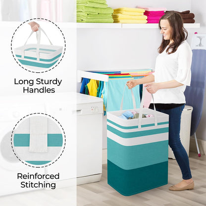 Laundry Basket Hamper, 75L Collapsible Clothes Storage, Grey