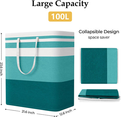 Laundry Basket Hamper, 75L Collapsible Clothes Storage, Grey