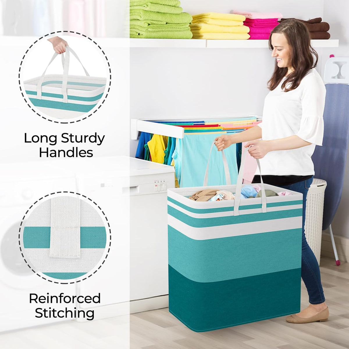 Laundry Basket Hamper, 75L Collapsible Clothes Storage, Grey