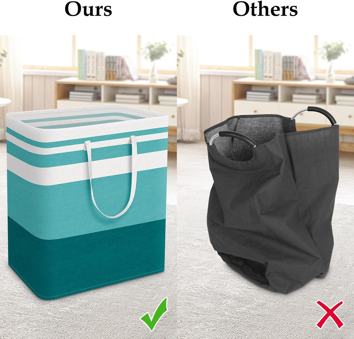 Laundry Basket Hamper, 75L Collapsible Clothes Storage, Grey