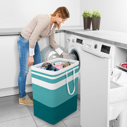 Laundry Basket Hamper, 75L Collapsible Clothes Storage, Grey