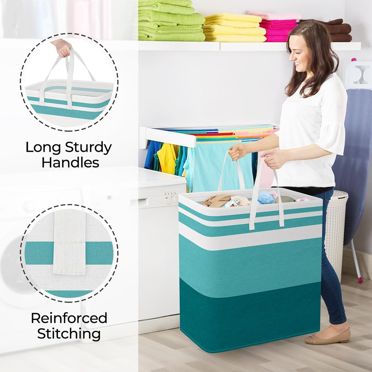 Laundry Basket Hamper, 75L Collapsible Clothes Storage, Grey