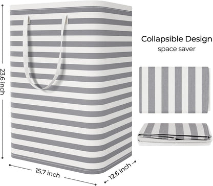 Laundry Basket Hamper, 75L Collapsible Clothes Storage, Grey