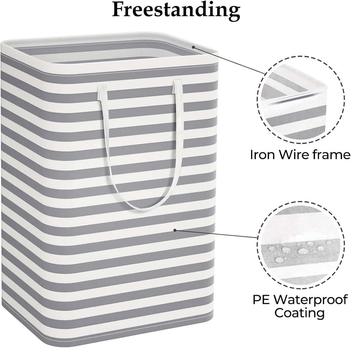 Laundry Basket Hamper, 75L Collapsible Clothes Storage, Grey