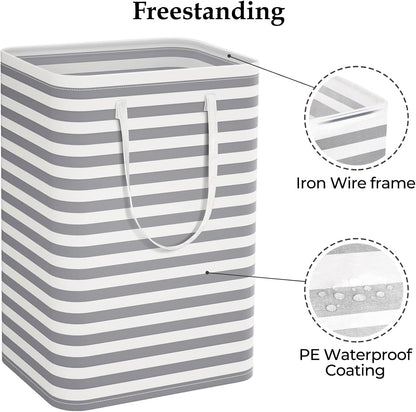 Laundry Basket Hamper, 75L Collapsible Clothes Storage, Grey