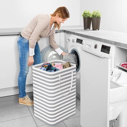 Laundry Basket Hamper, 75L Collapsible Clothes Storage, Grey
