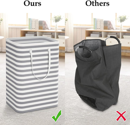 Laundry Basket Hamper, 75L Collapsible Clothes Storage, Grey