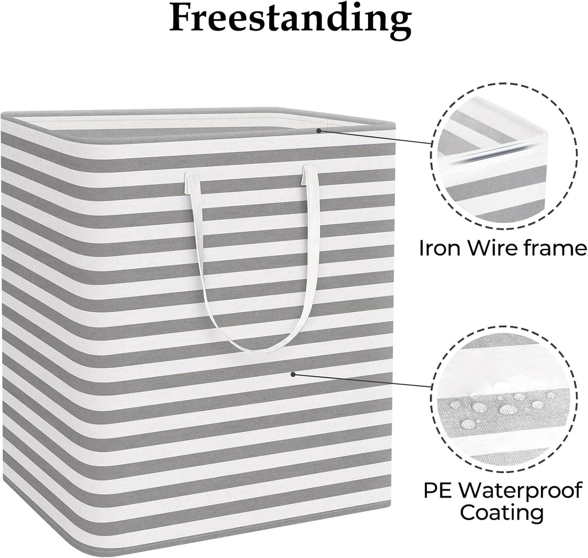 Laundry Basket Hamper, 75L Collapsible Clothes Storage, Grey