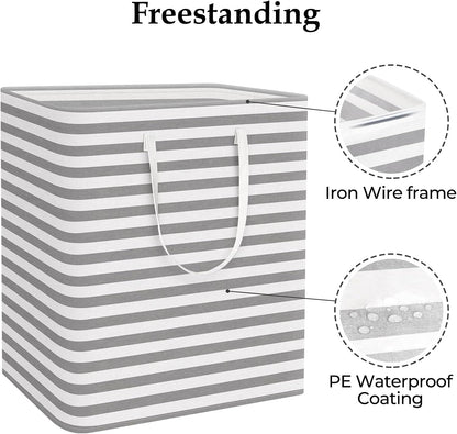 Laundry Basket Hamper, 75L Collapsible Clothes Storage, Grey