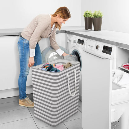 Laundry Basket Hamper, 75L Collapsible Clothes Storage, Grey