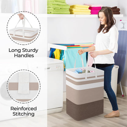 Laundry Basket Hamper, 75L Collapsible Clothes Storage, Grey