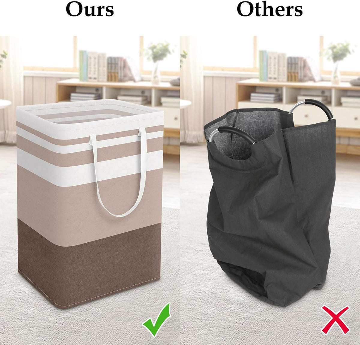 Laundry Basket Hamper, 75L Collapsible Clothes Storage, Grey