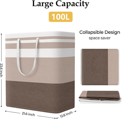 Laundry Basket Hamper, 75L Collapsible Clothes Storage, Grey