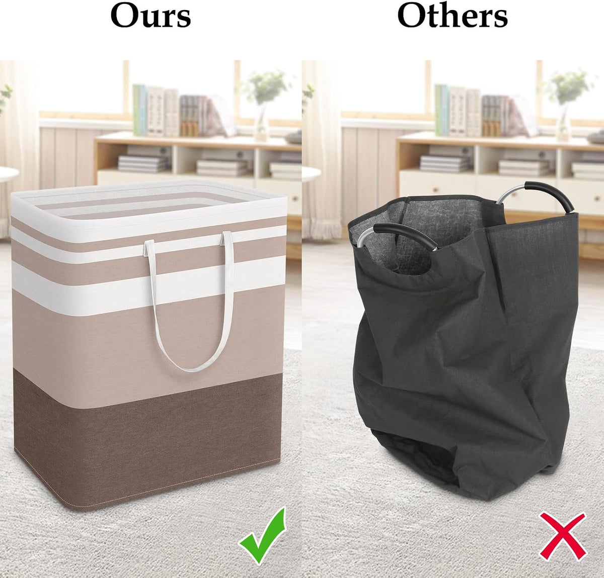 Laundry Basket Hamper, 75L Collapsible Clothes Storage, Grey