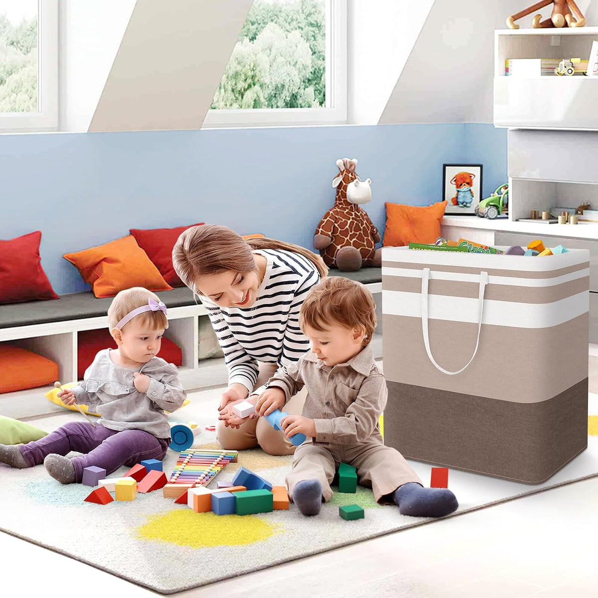 Laundry Basket Hamper, 75L Collapsible Clothes Storage, Grey