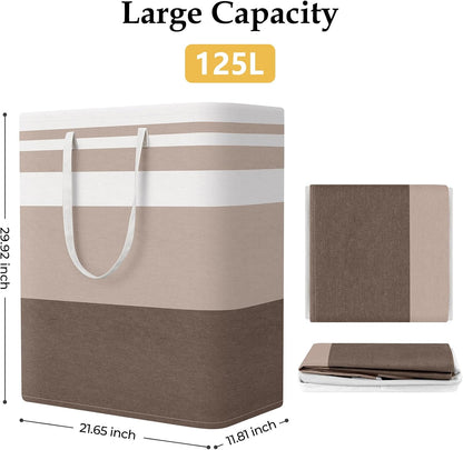 Laundry Basket Hamper, 75L Collapsible Clothes Storage, Grey