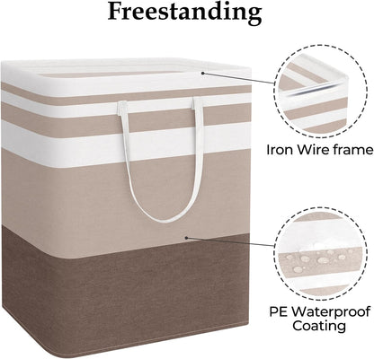 Laundry Basket Hamper, 75L Collapsible Clothes Storage, Grey
