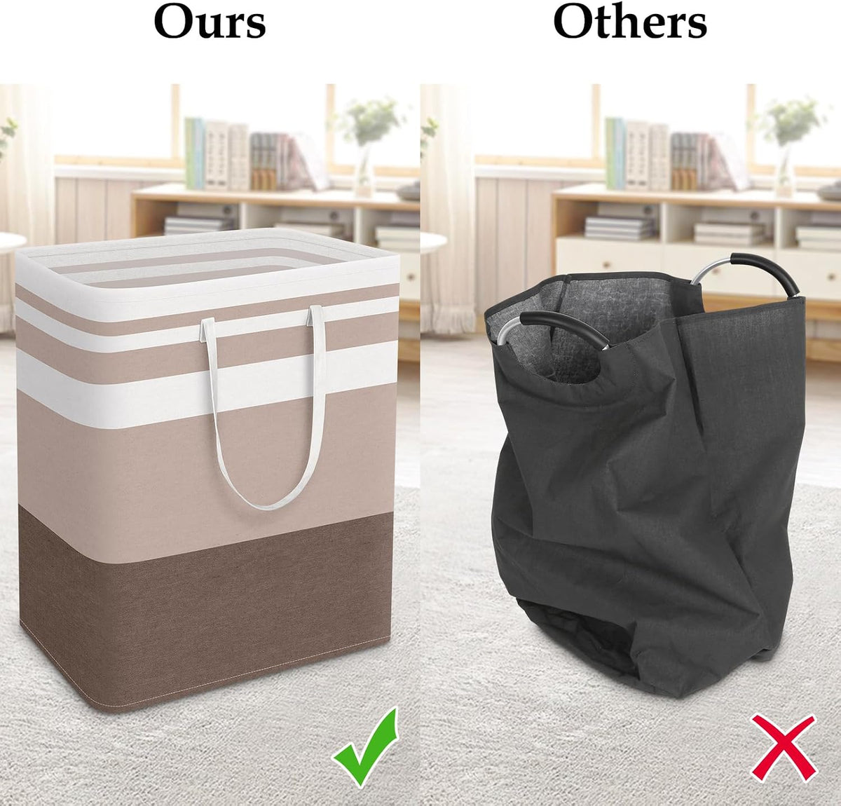 Laundry Basket Hamper, 75L Collapsible Clothes Storage, Grey