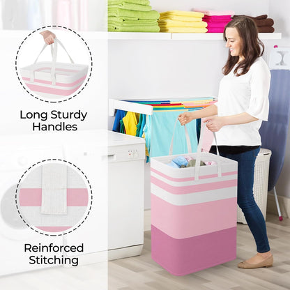 Laundry Basket Hamper, 75L Collapsible Clothes Storage, Grey