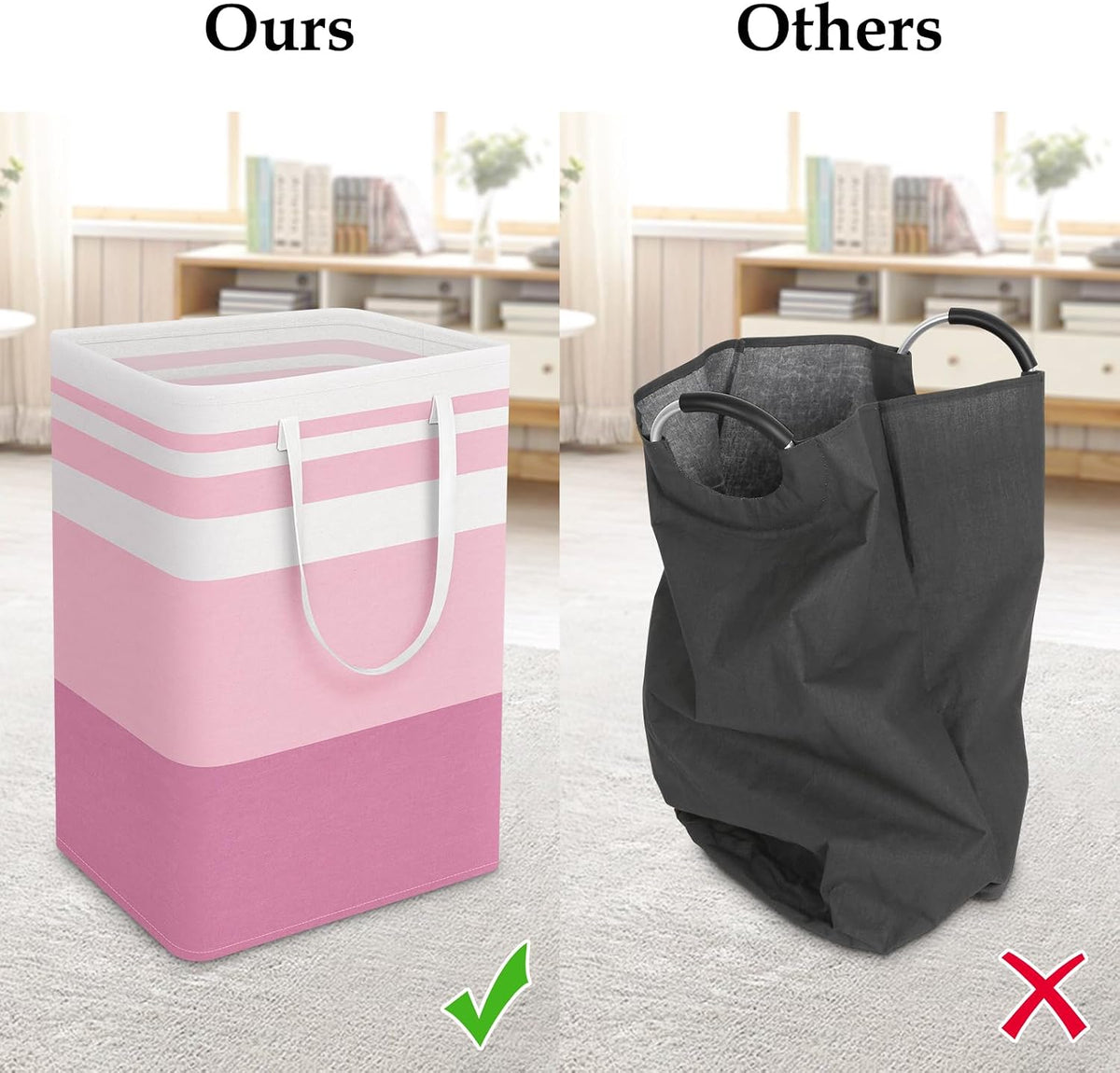 Laundry Basket Hamper, 75L Collapsible Clothes Storage, Grey