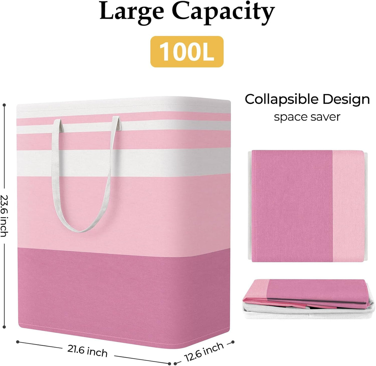 Laundry Basket Hamper, 75L Collapsible Clothes Storage, Grey
