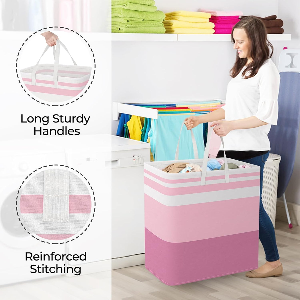 Laundry Basket Hamper, 75L Collapsible Clothes Storage, Grey